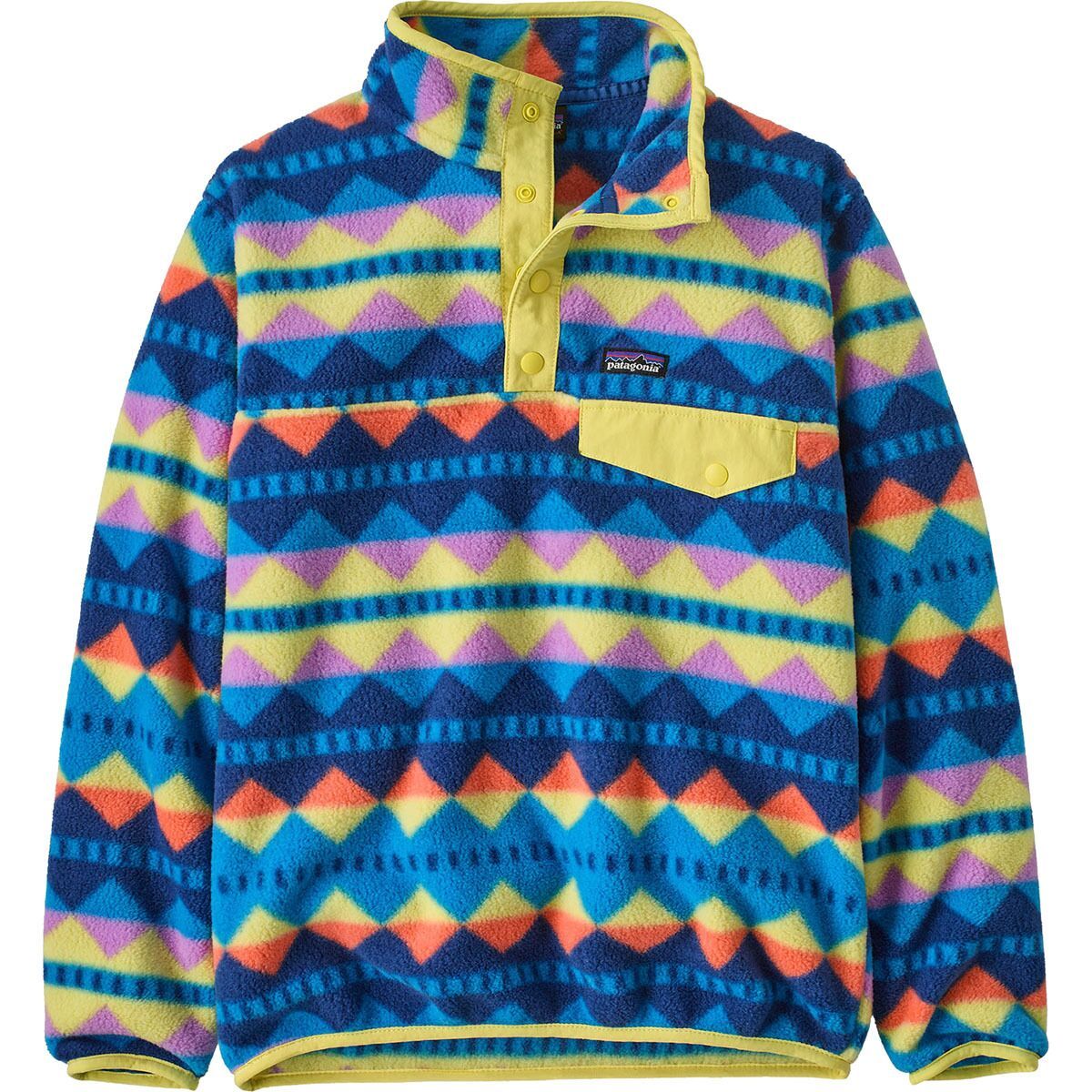 Image of Patagonia Lightweight Synchilla Snap-T Fleece Pullover - Kids' Diamond Stripe: Uplift Blue, L