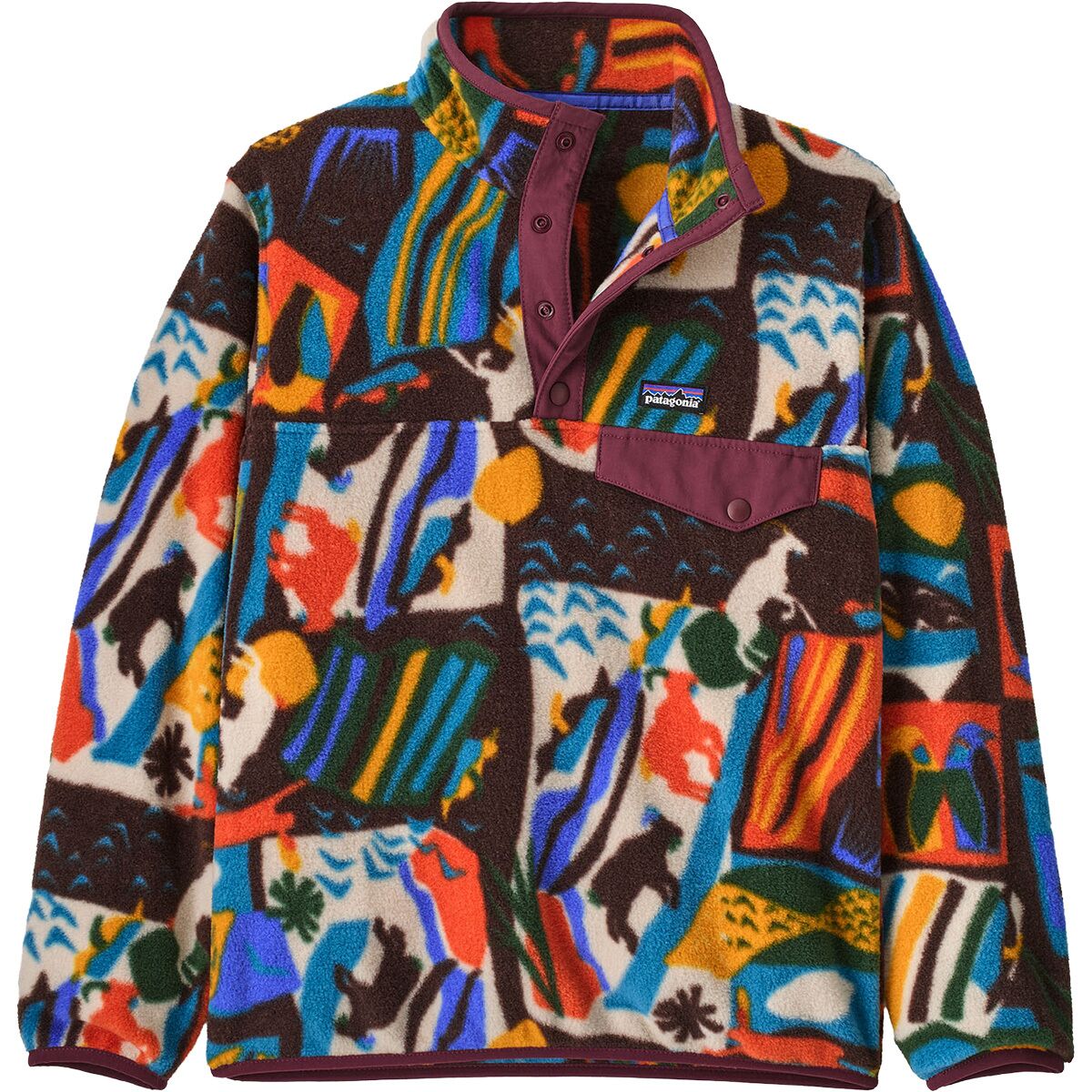 Image of Patagonia Lightweight Synchilla Snap-T Fleece Pullover - Kids' Let's Chat/Den Brown, L