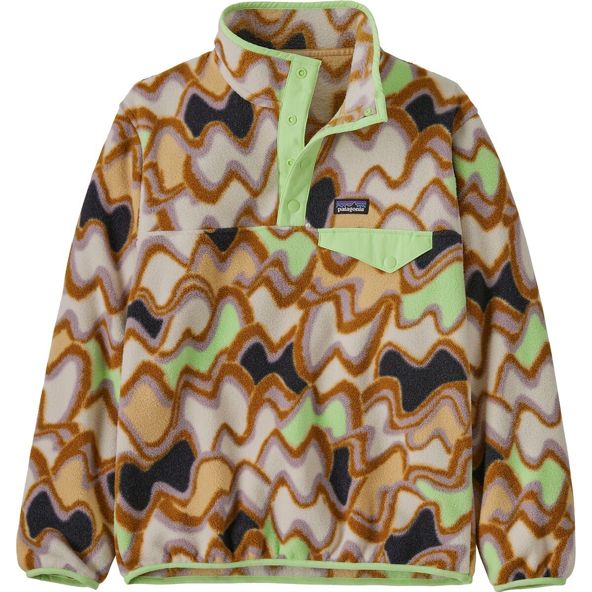Image of Patagonia Lightweight Synchilla Snap-T Fleece Pullover - Kids' Small Currents: Natural, S