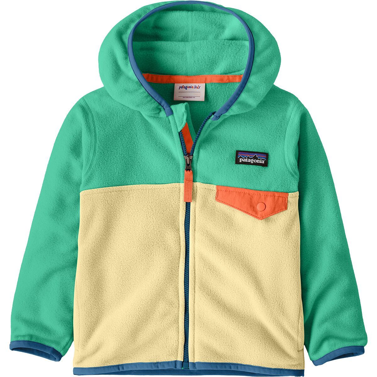 Image of Patagonia Micro D Snap-T Fleece Jacket - Infants' Buttercup Yellow/Aqua Stone, 6M