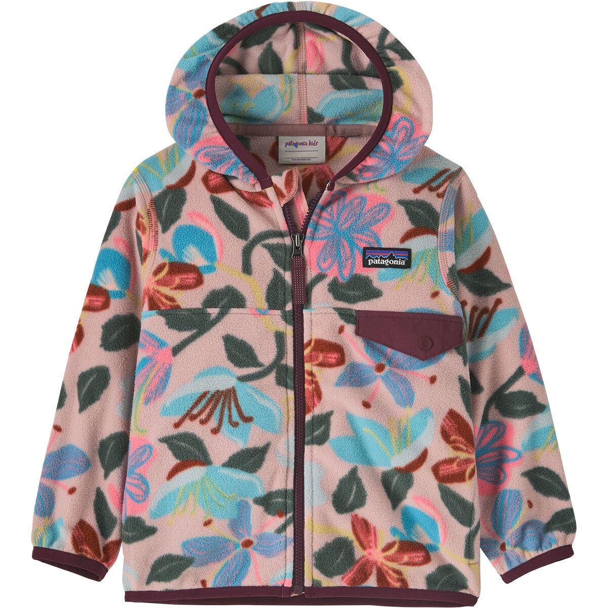 Image of Patagonia Micro D Snap-T Fleece Jacket - Infants' Hopes and Blooms/Fuzzy Mauve, 12M