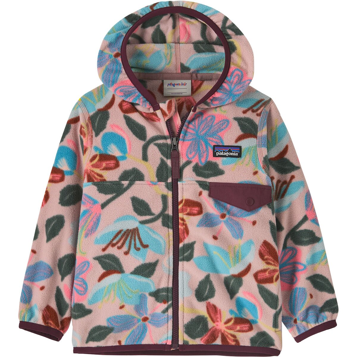 Image of Patagonia Micro D Snap-T Fleece Jacket - Toddlers' Hopes and Blooms/Fuzzy Mauve, 5T