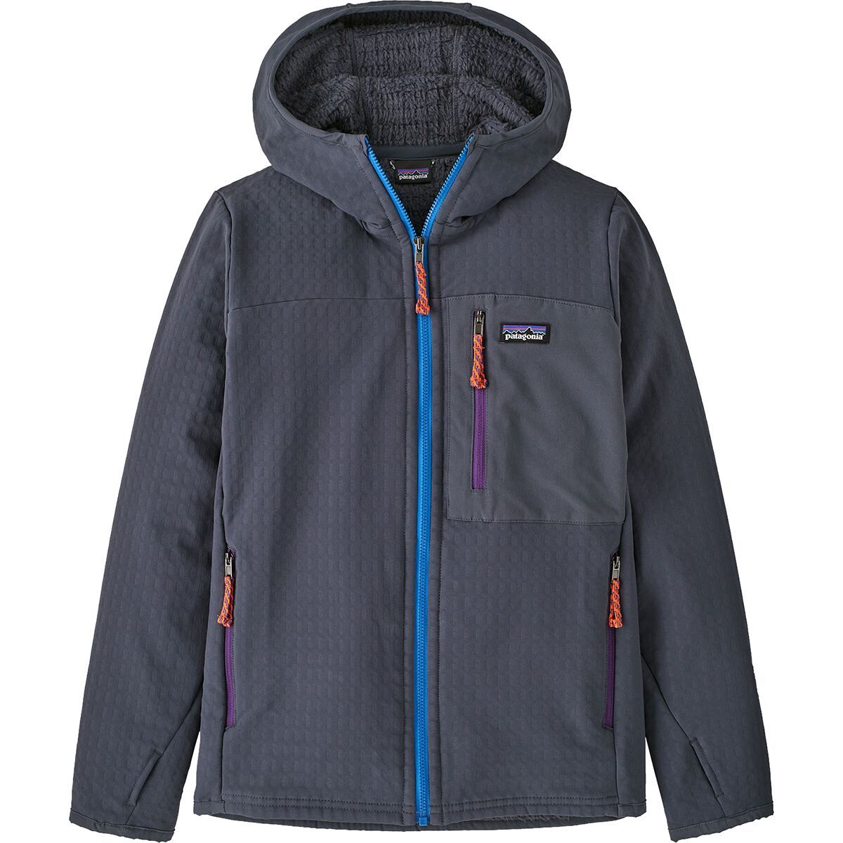 Image of Patagonia R2 TechFace Hooded Jacket - Kids' Smolder Blue, XL
