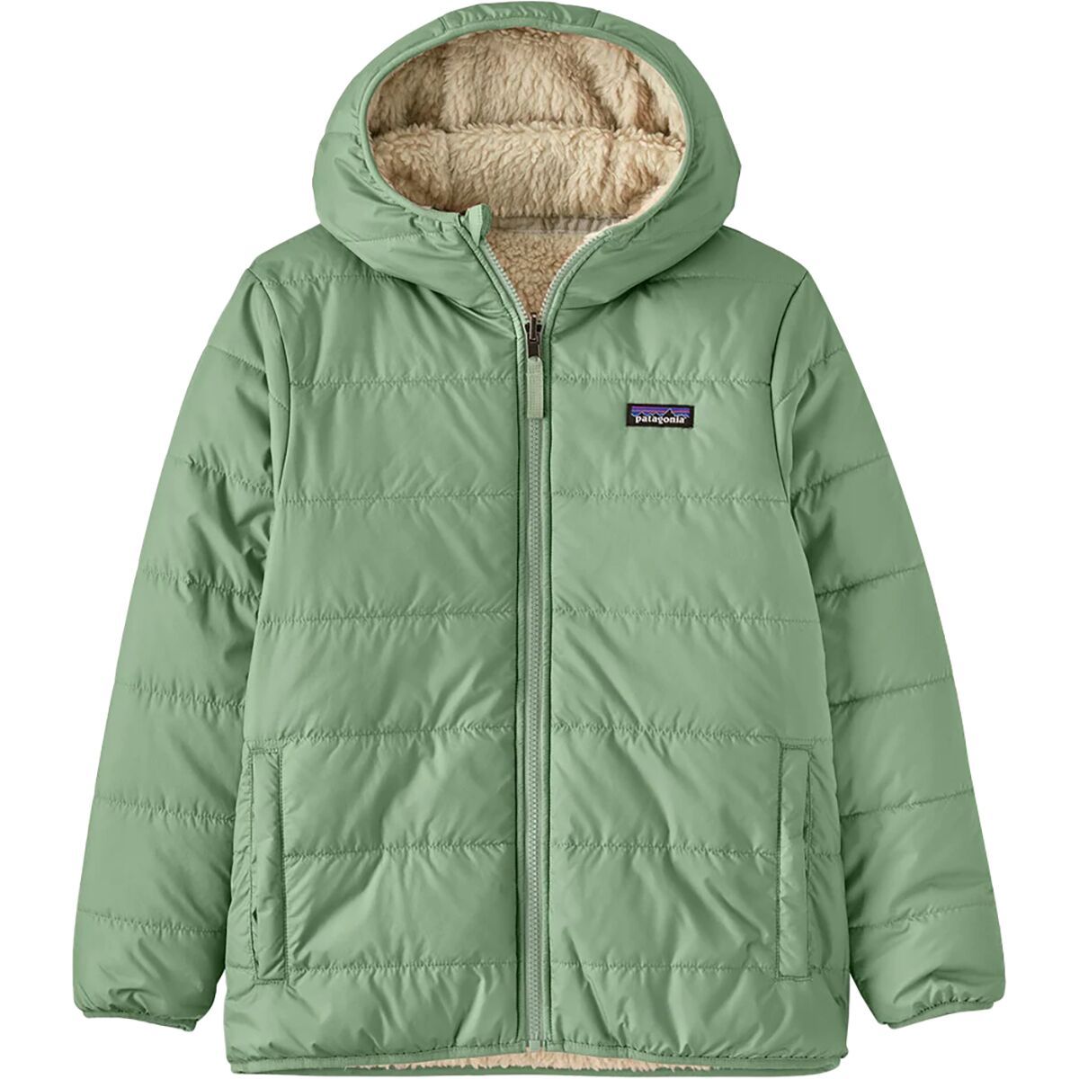Image of Patagonia Reversible Ready Freddy Hooded Jacket - Kids' Ellwood Green, M