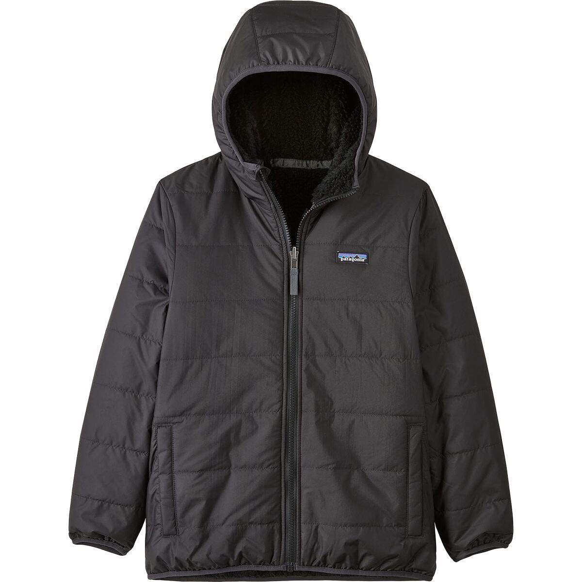 Image of Patagonia Reversible Ready Freddy Hooded Jacket - Kids' Ink Black, L