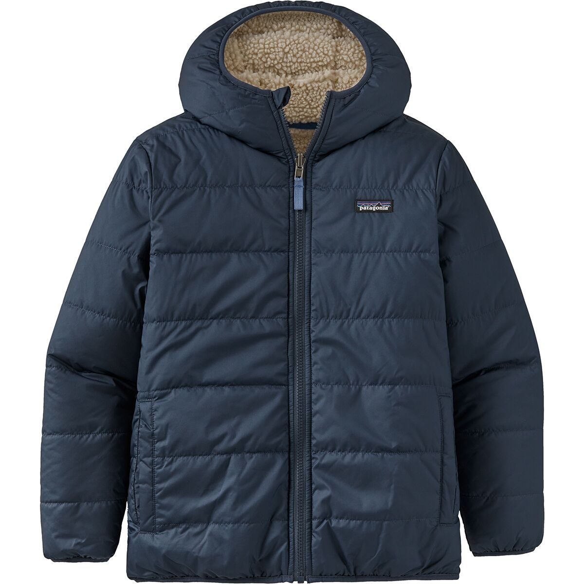 Image of Patagonia Reversible Ready Freddy Hooded Jacket - Kids' New Navy, XS