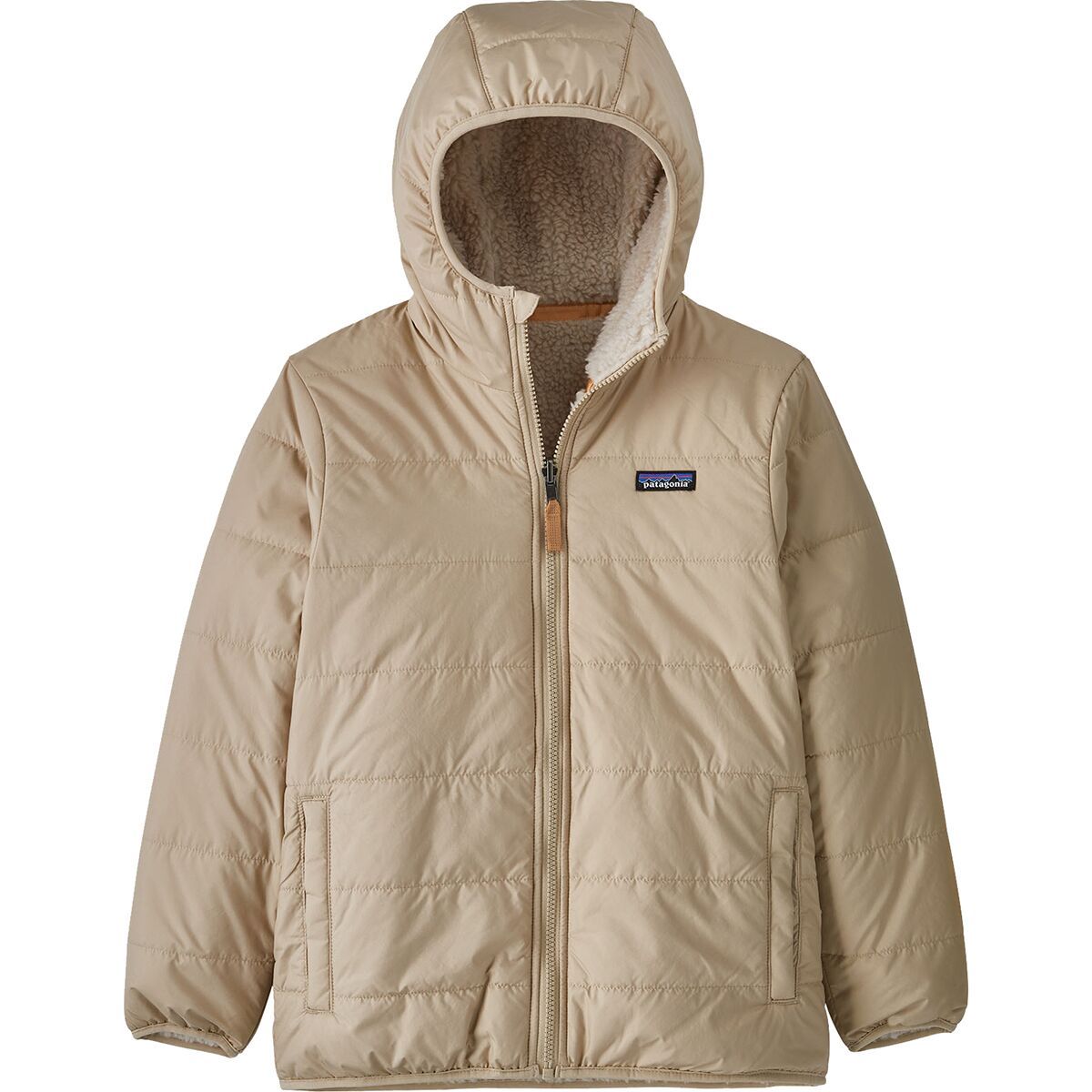 Image of Patagonia Reversible Ready Freddy Hooded Jacket - Kids' Oar Tan, M