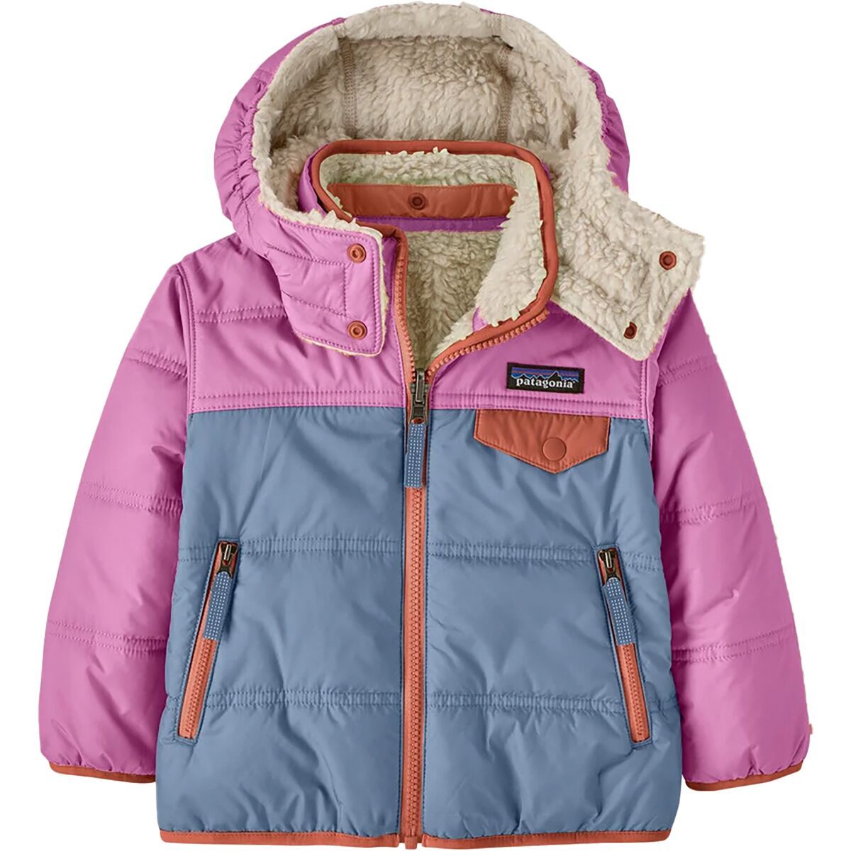 Image of Patagonia Reversible Tribbles Hooded Jacket - Toddlers' Barnacle Blue, 2T