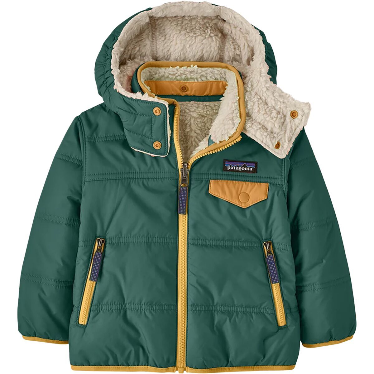 Image of Patagonia Reversible Tribbles Hooded Jacket - Toddlers' Cascade Green, 5T