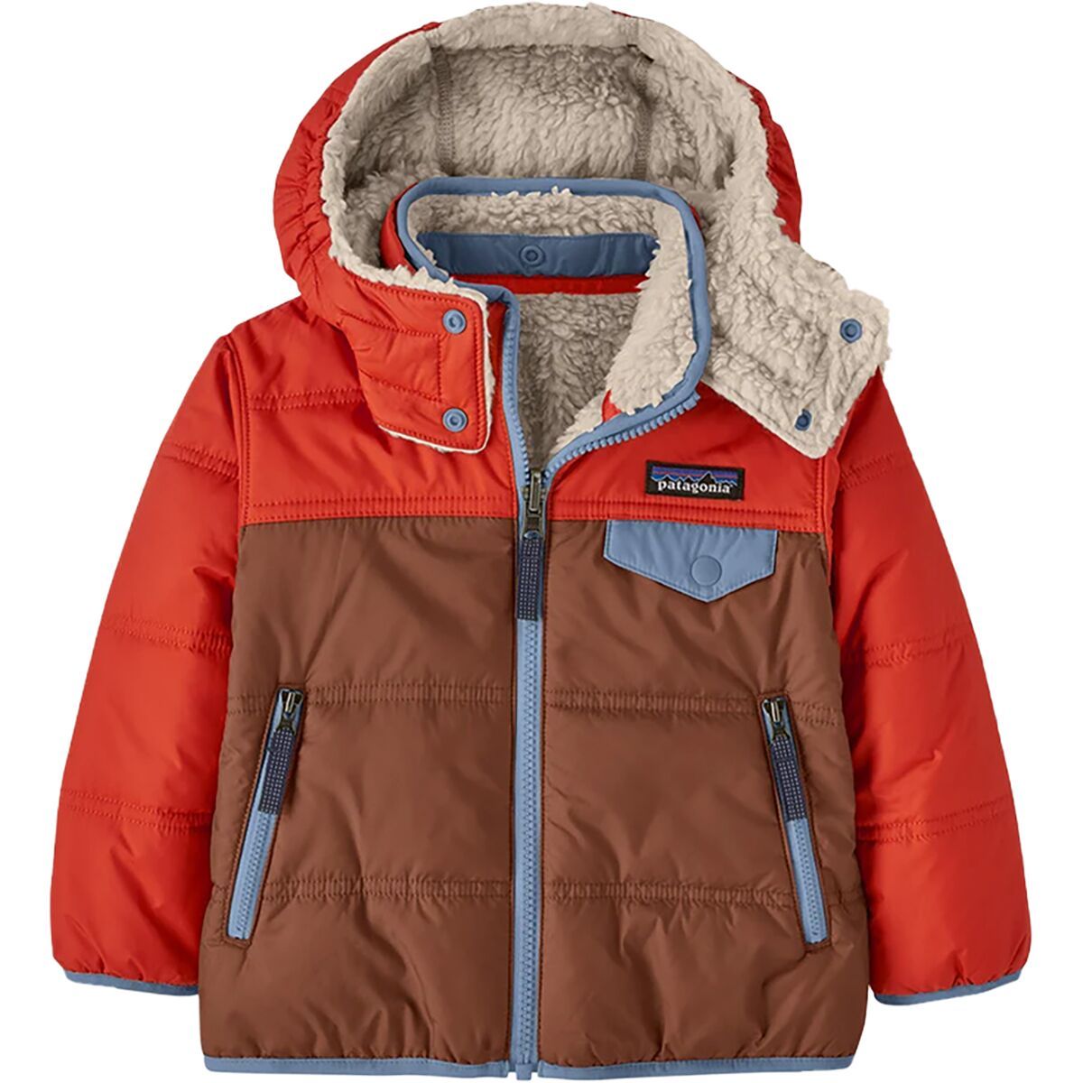 Image of Patagonia Reversible Tribbles Hooded Jacket - Toddlers' Dried Vanilla, 4T