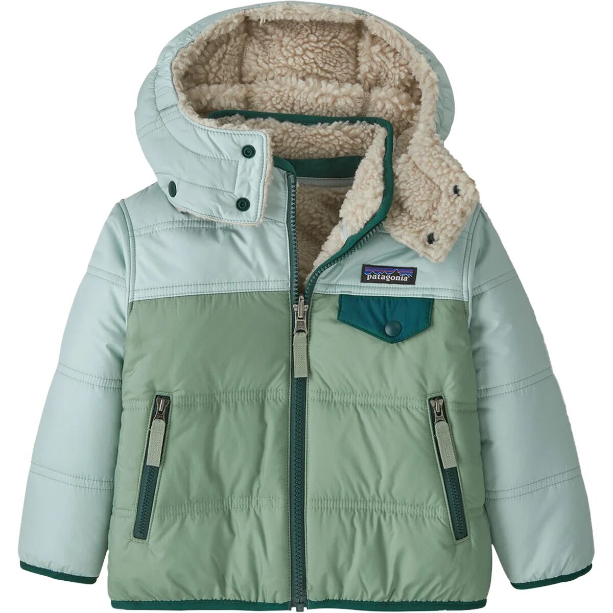 Image of Patagonia Reversible Tribbles Hooded Jacket - Toddlers' Ellwood Green, 5T