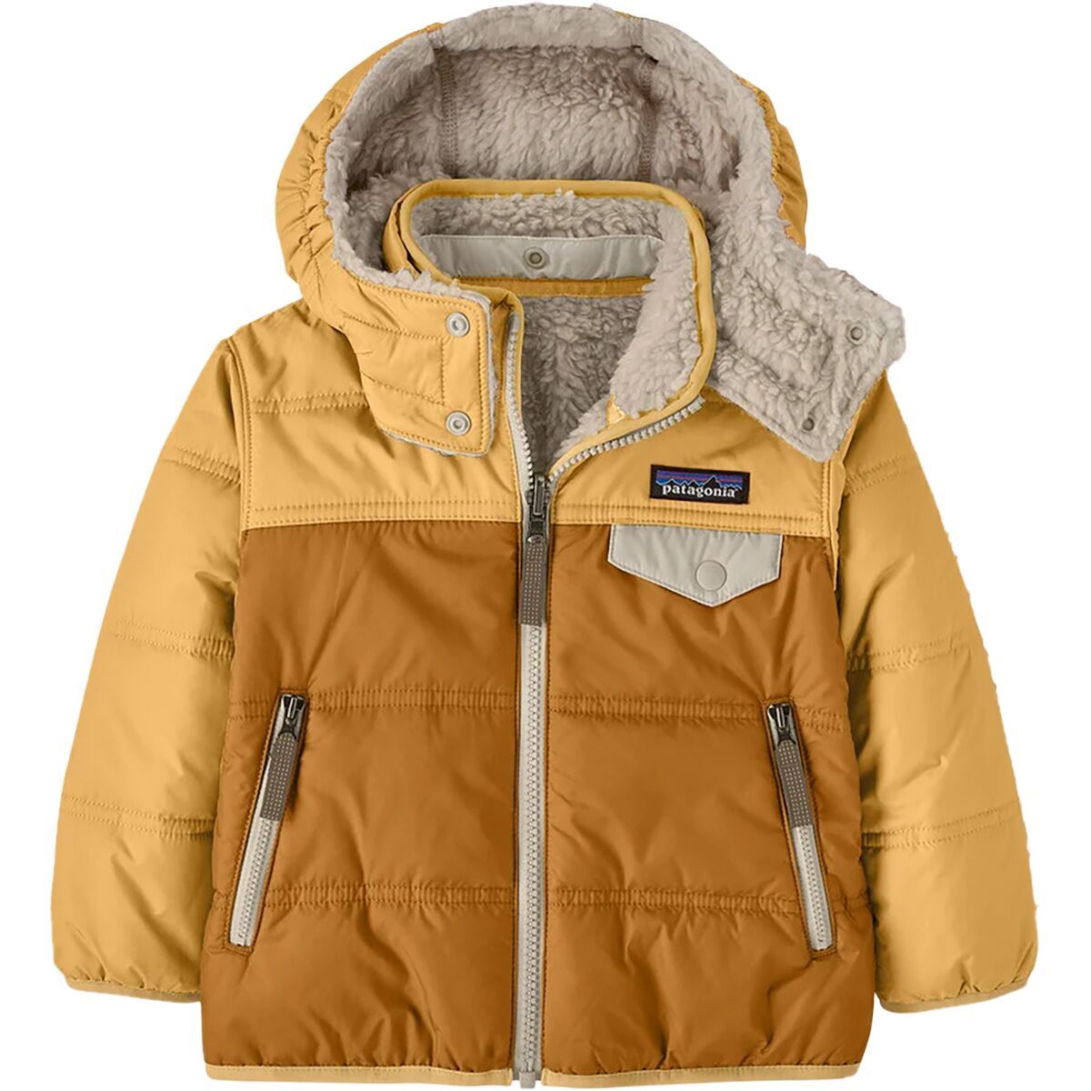 Image of Patagonia Reversible Tribbles Hooded Jacket - Toddlers' Talon Gold, 2T