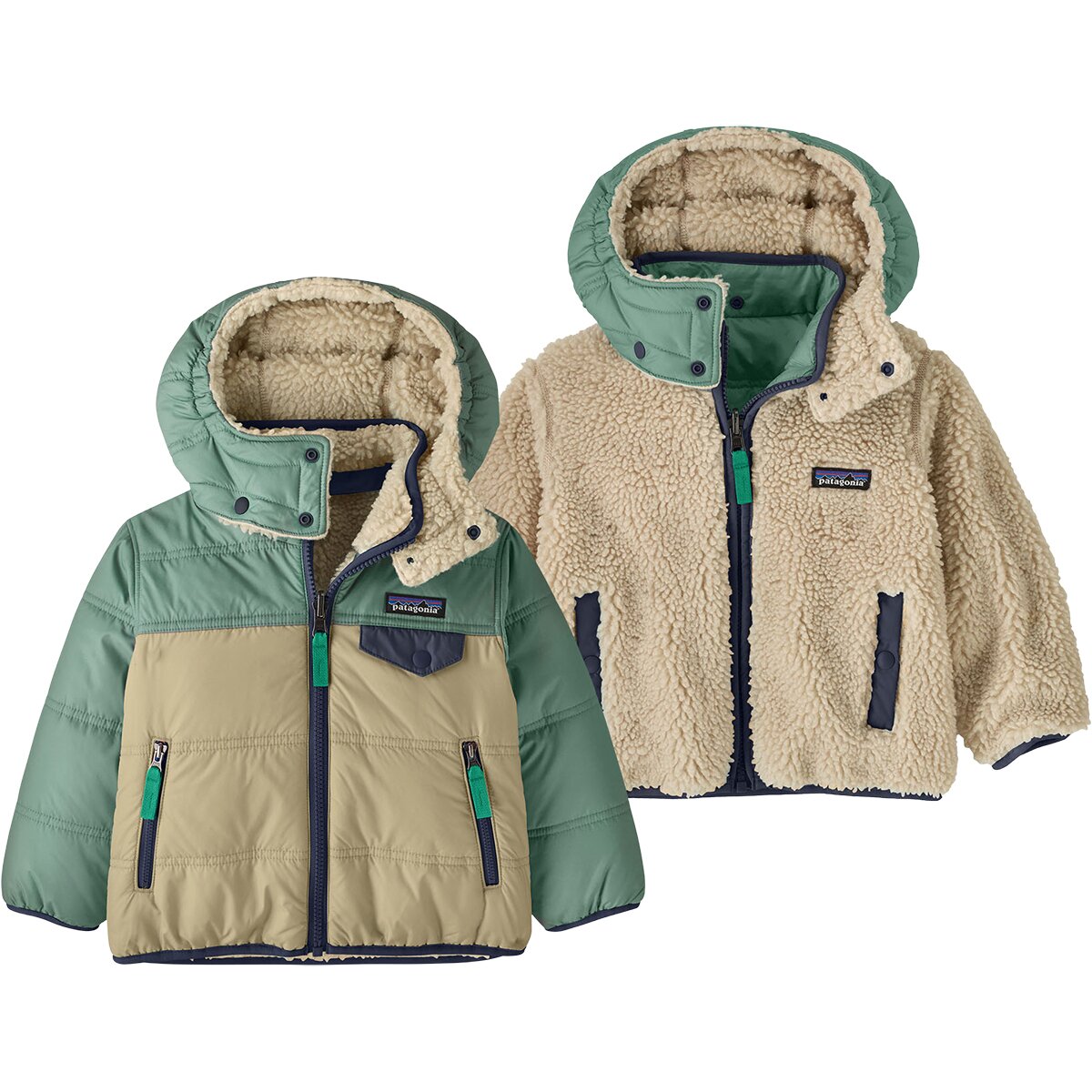 Image of Patagonia Reversible Tribbles Hooded Jacket - Toddlers' Weathered Stone, 5T