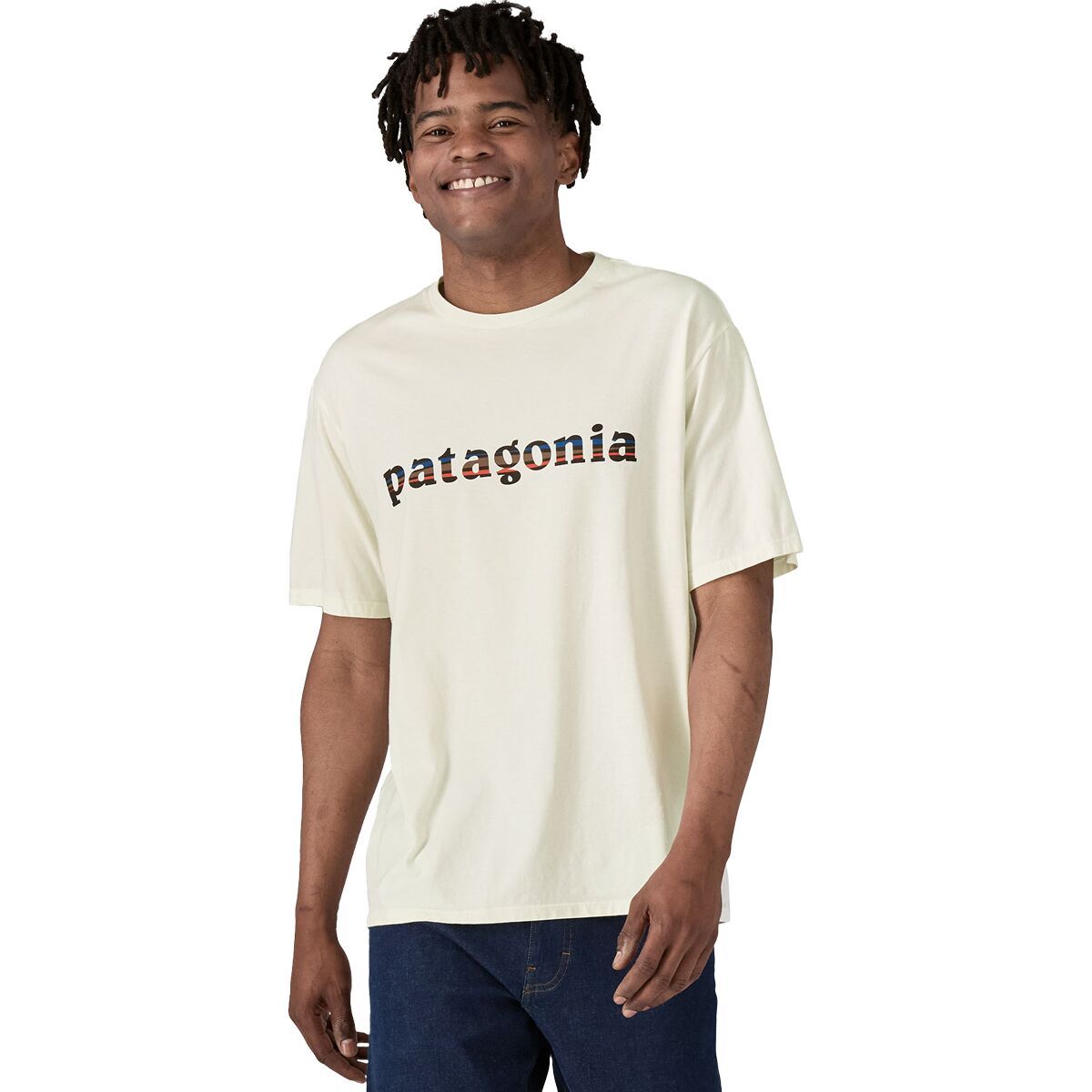 Image of Patagonia 73 Text Logo Organic T-Shirt - Men's Birch White, XXL