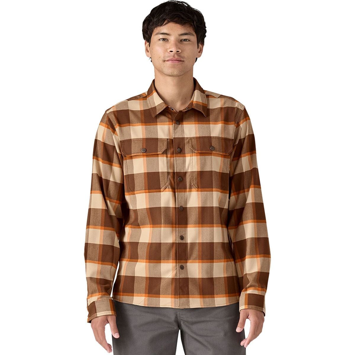 Image of Patagonia Canyonite Flannel Shirt - Men's Cliff's Edge: Molasses Brown, L