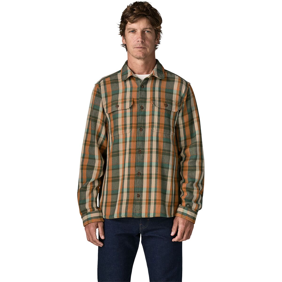 Image of Patagonia Fjord Loft Shirt - Men's Fall Line/Canopy Green, XL