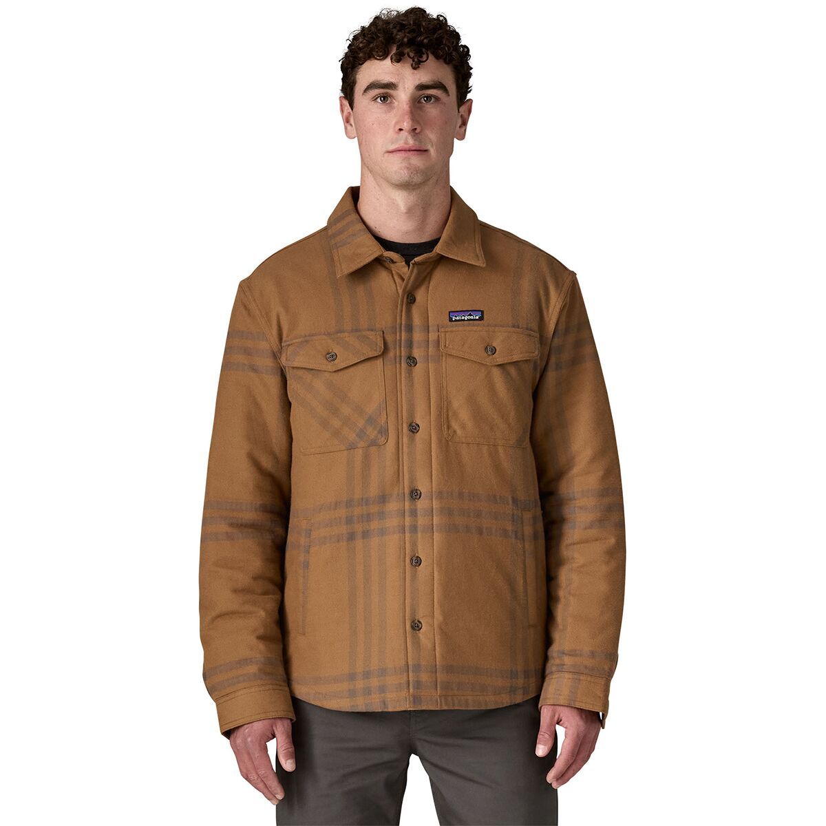 Image of Patagonia Lightweight Insulated Fjord Flannel Shirt - Men's Defend: Deer Brown, S
