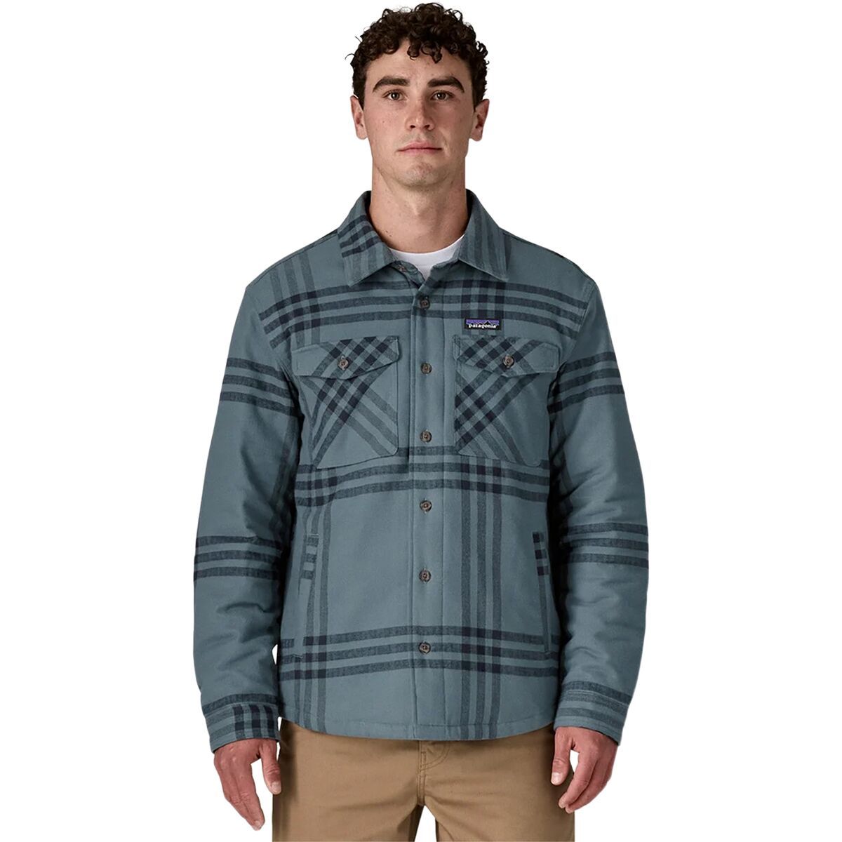Image of Patagonia Lightweight Insulated Fjord Flannel Shirt - Men's Defend: Plume Grey, S