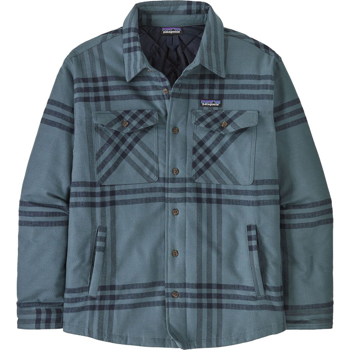Image of Patagonia Insulated Organic Cotton Fjord Flannel Shirt - Men's Defend: Plume Grey, M