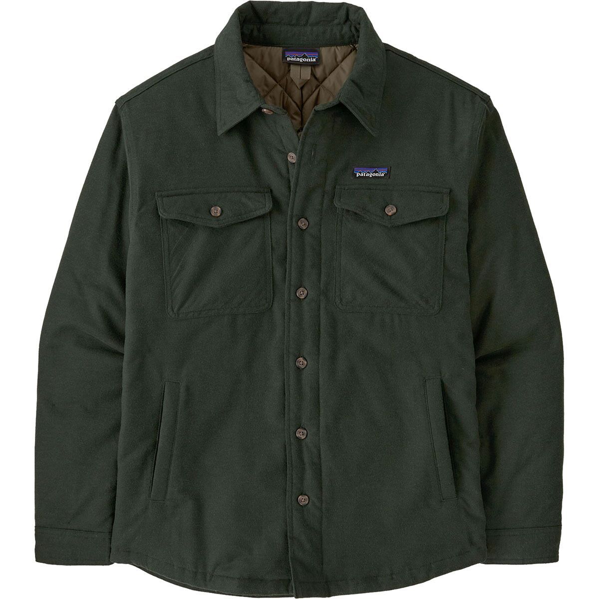 Image of Patagonia Insulated Organic Cotton Fjord Flannel Shirt - Men's Old Growth Green, XL
