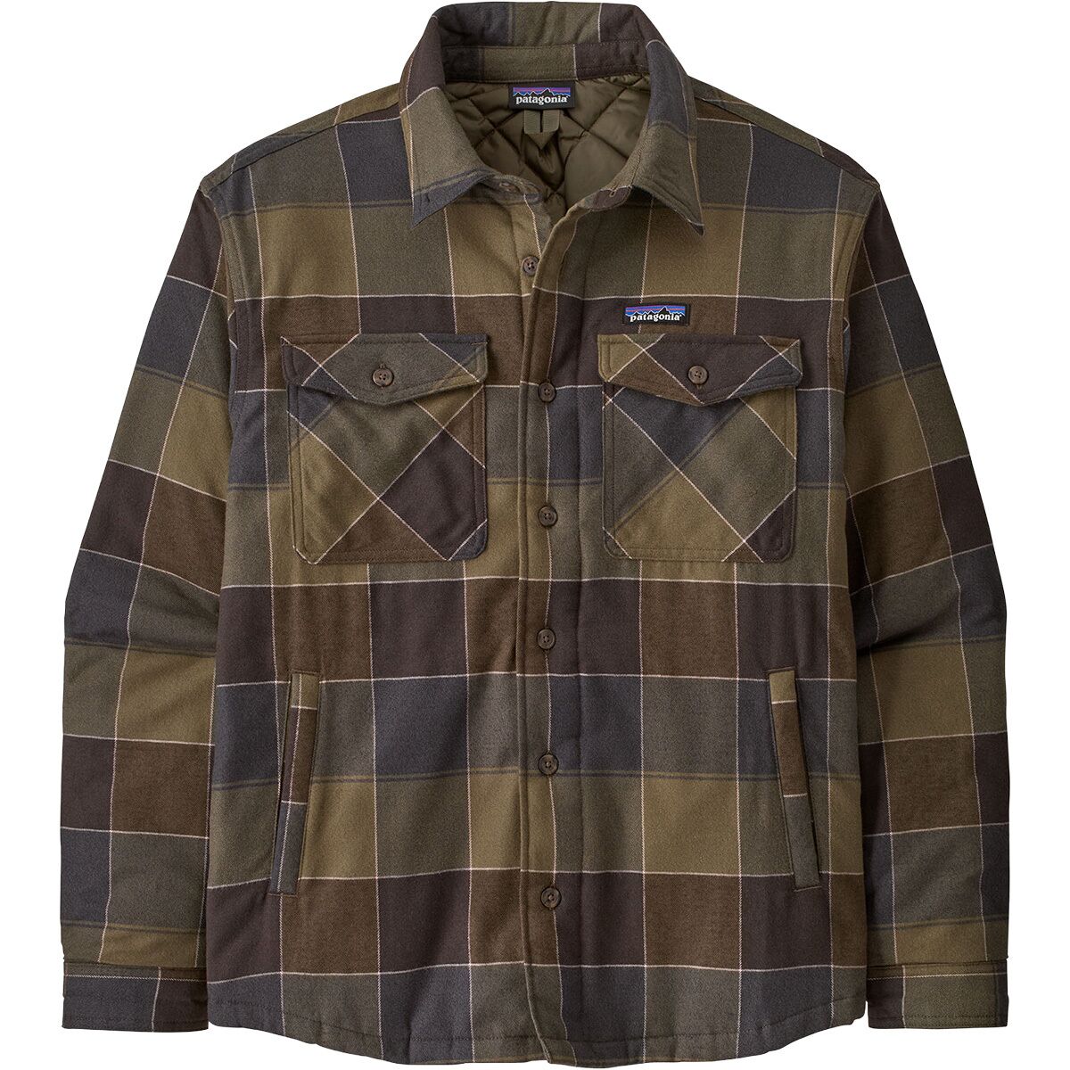 Image of Patagonia Lightweight Insulated Fjord Flannel Shirt - Men's Snow Owl/Basin Green, L