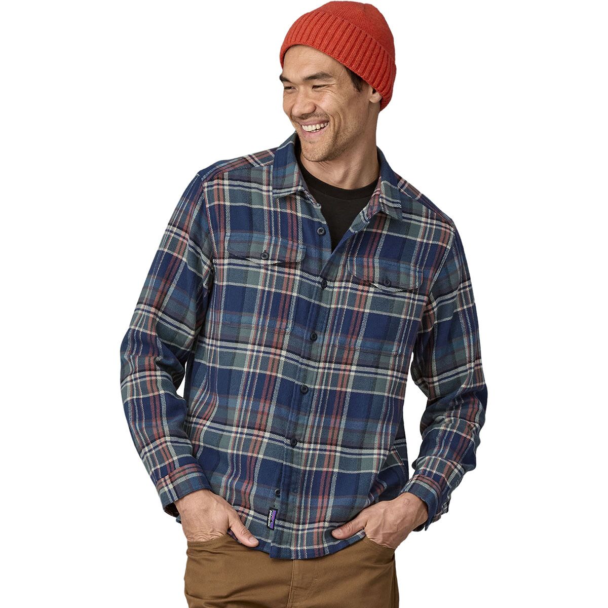 Image of Patagonia Organic Cotton MW Long-Sleeve Fjord Flannel Shirt - Men's Adventurer: New Navy, M
