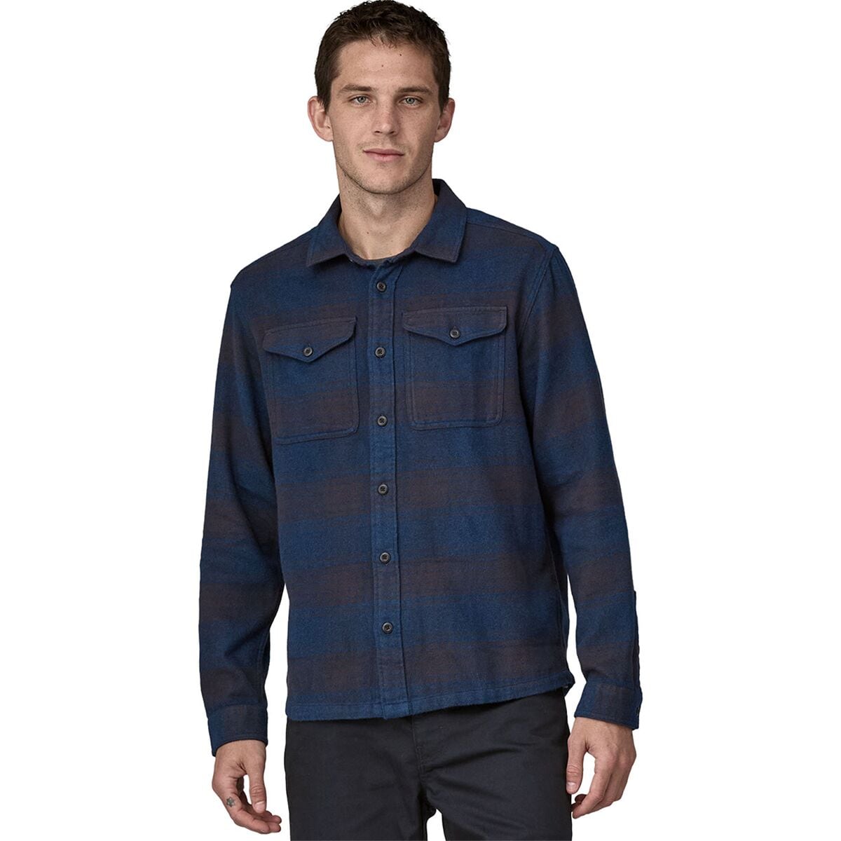 Image of Patagonia Organic Cotton MW Long-Sleeve Fjord Flannel Shirt - Men's Cascade: Tidepool Blue, XL