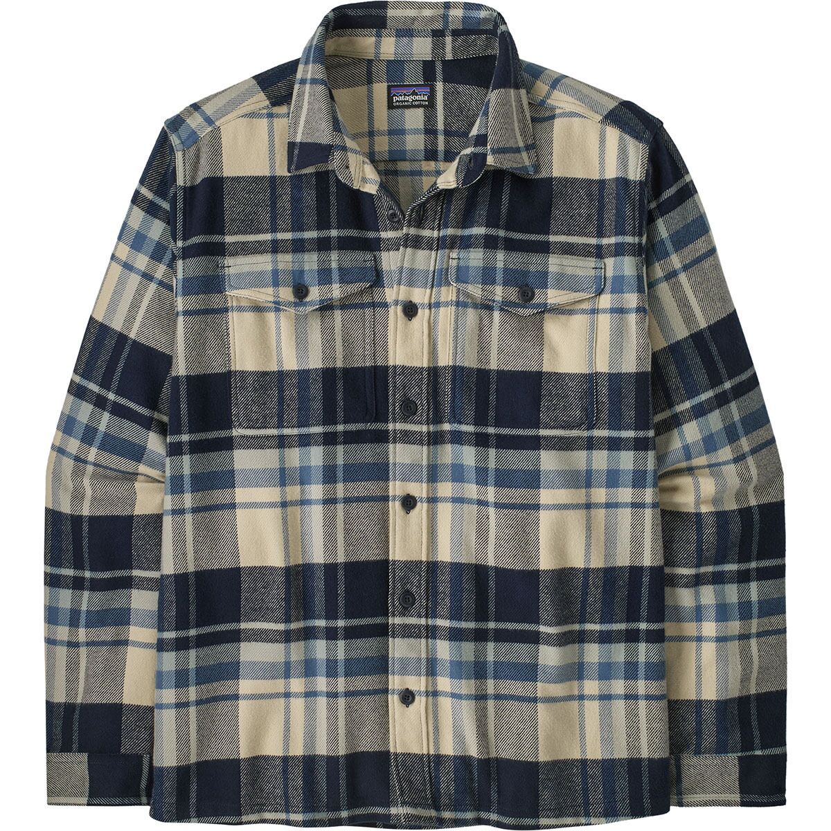 Image of Patagonia Organic Cotton MW Long-Sleeve Fjord Flannel Shirt - Men's Hibernate: Sunken Blue, XXL