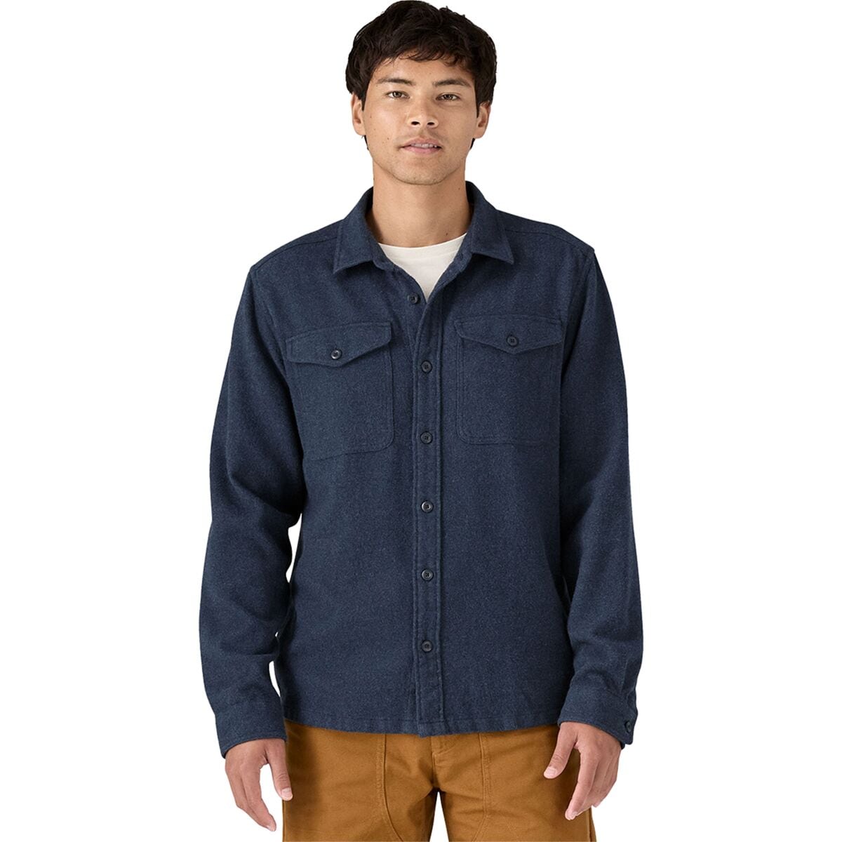 Image of Patagonia Organic Cotton MW Long-Sleeve Fjord Flannel Shirt - Men's Whole Weave: New Navy, L