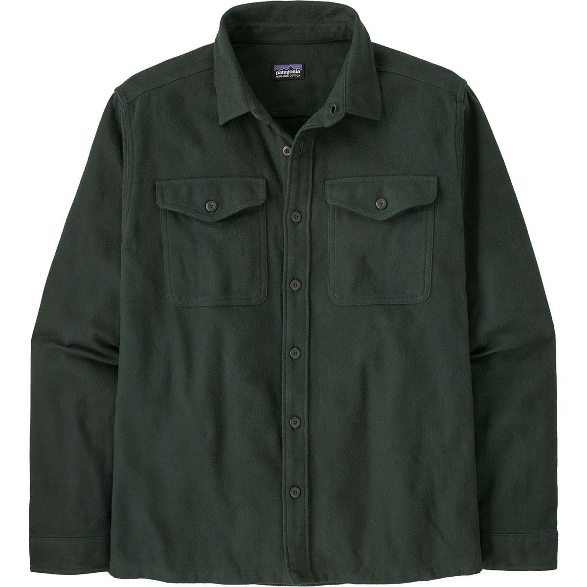 Image of Patagonia Organic Cotton MW Long-Sleeve Fjord Flannel Shirt - Men's Whole Weave: Old Growth Green, L