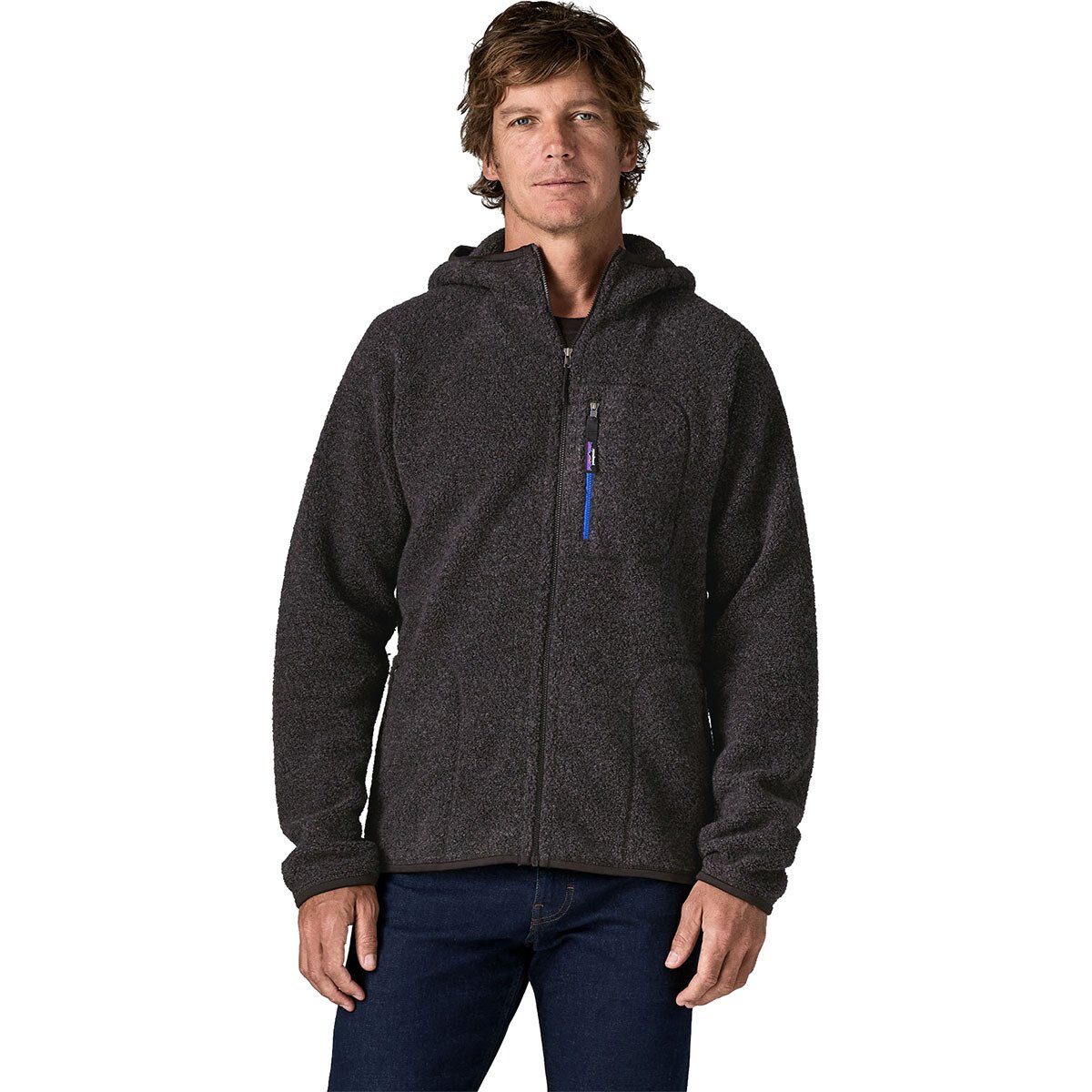 Image of Patagonia Reclaimed Fleece Hooded Jacket - Men's Black, XL