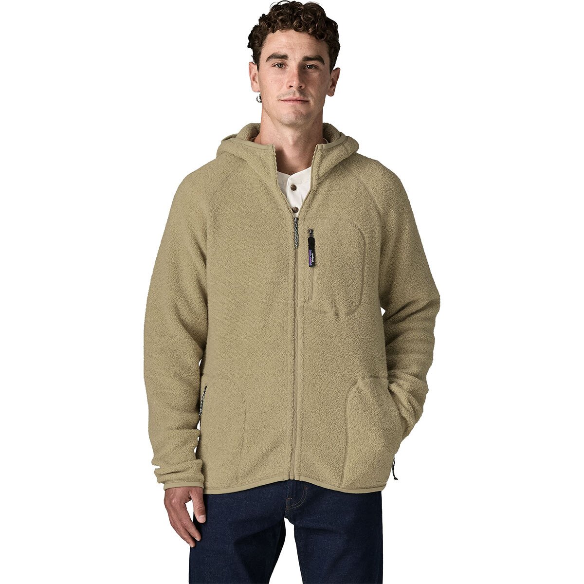 Image of Patagonia Reclaimed Fleece Hooded Jacket - Men's Weathered Stone, XL