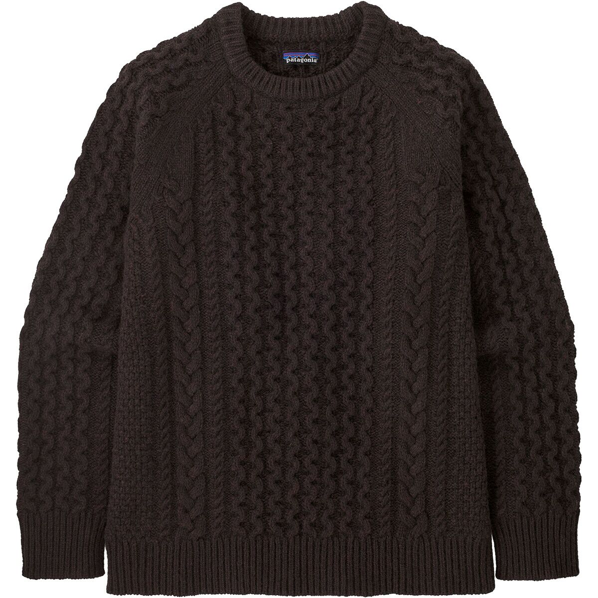 Image of Patagonia Recycled Wool-Blend Cable Knit Crewneck Sweater - Men's Den Brown, S