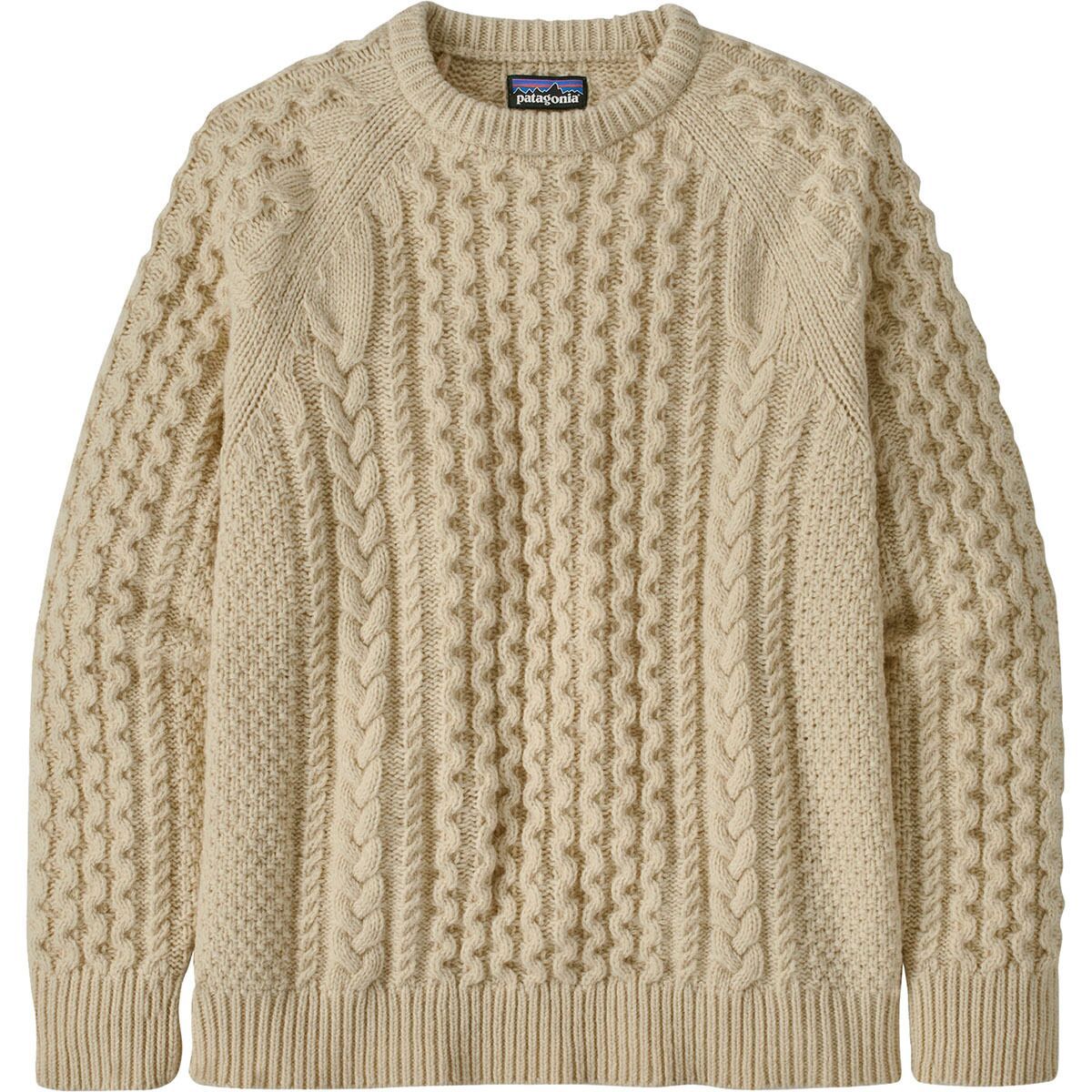Image of Patagonia Recycled Wool-Blend Cable Knit Crewneck Sweater - Men's Natural, XXL