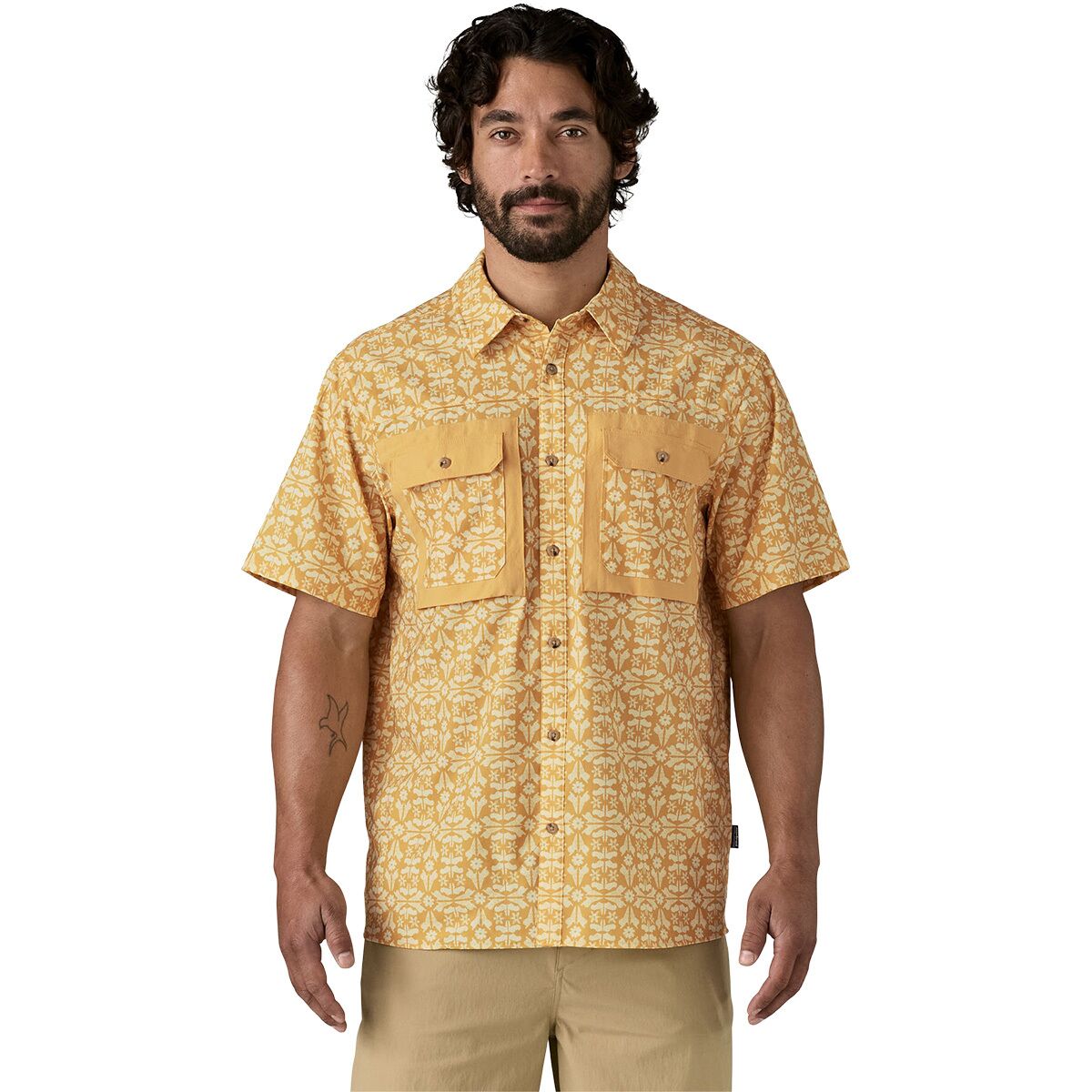 Image of Patagonia Self Guided Sun Shirt - Men's Marmot Field: Beeswax Tan, S