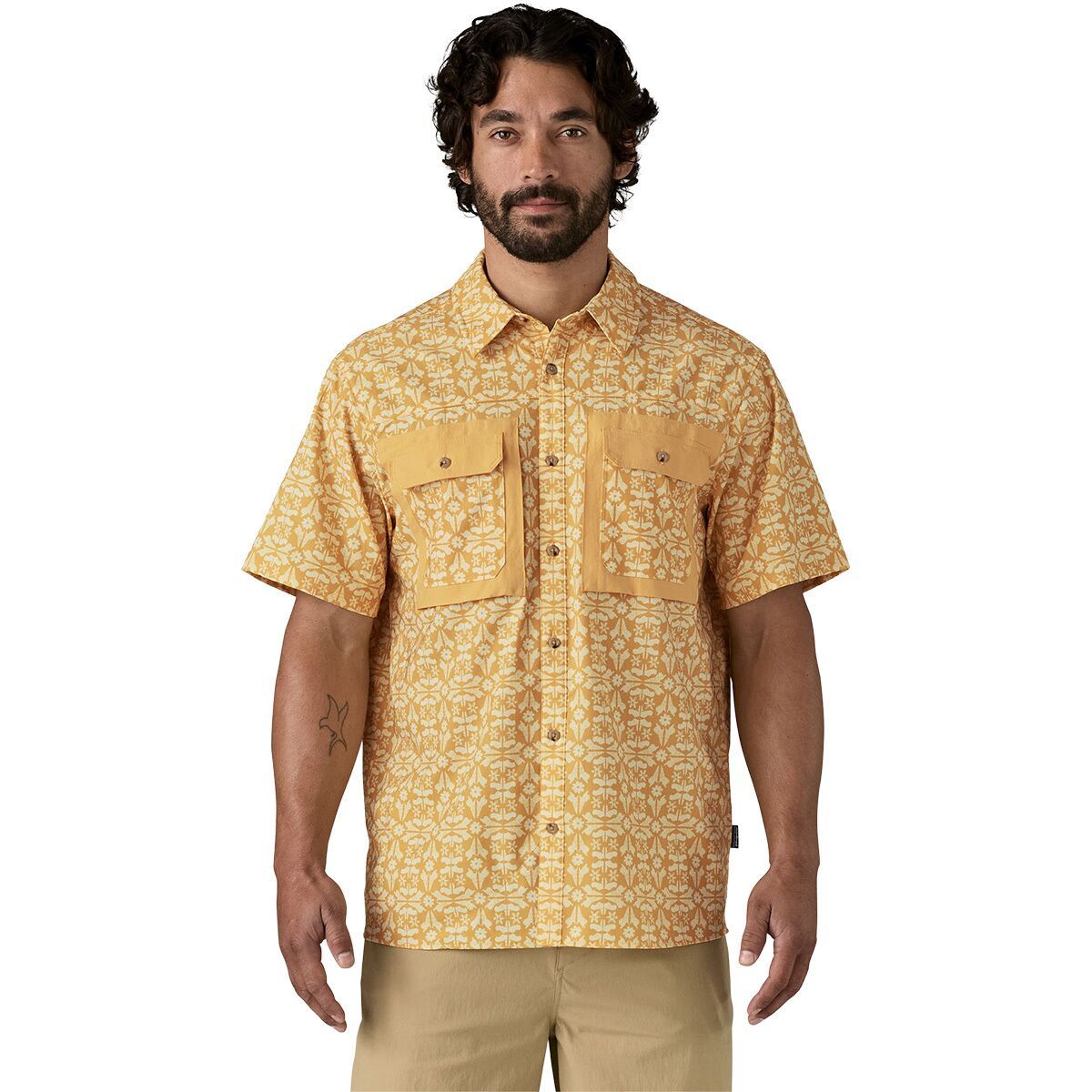 Image of Patagonia Self Guided Sun Shirt - Men's Marmot Field: Beeswax Tan, XXL