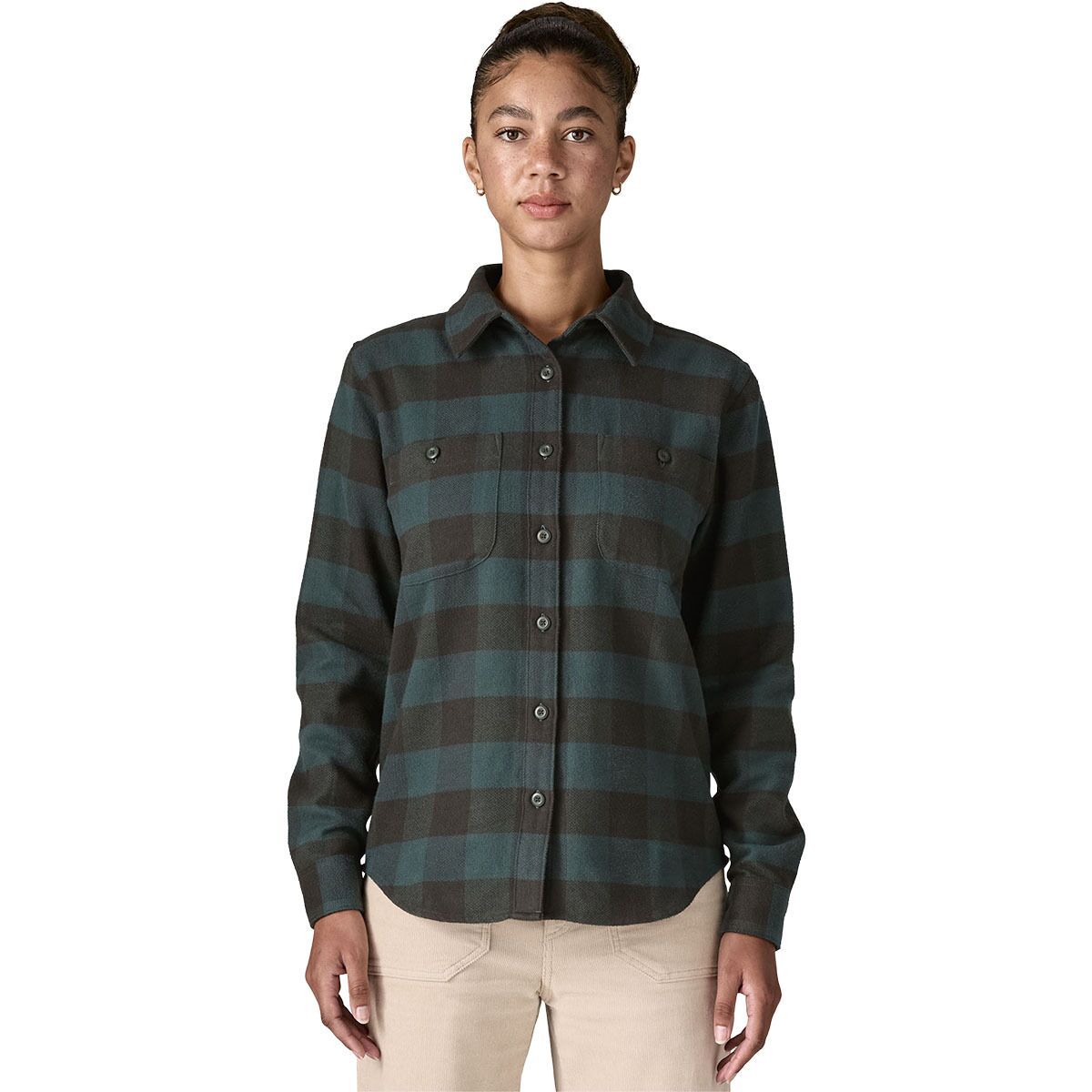 Image of Patagonia Fjord Flannel Shirt - Women's Buffalo Check: Old Growth Green, XS