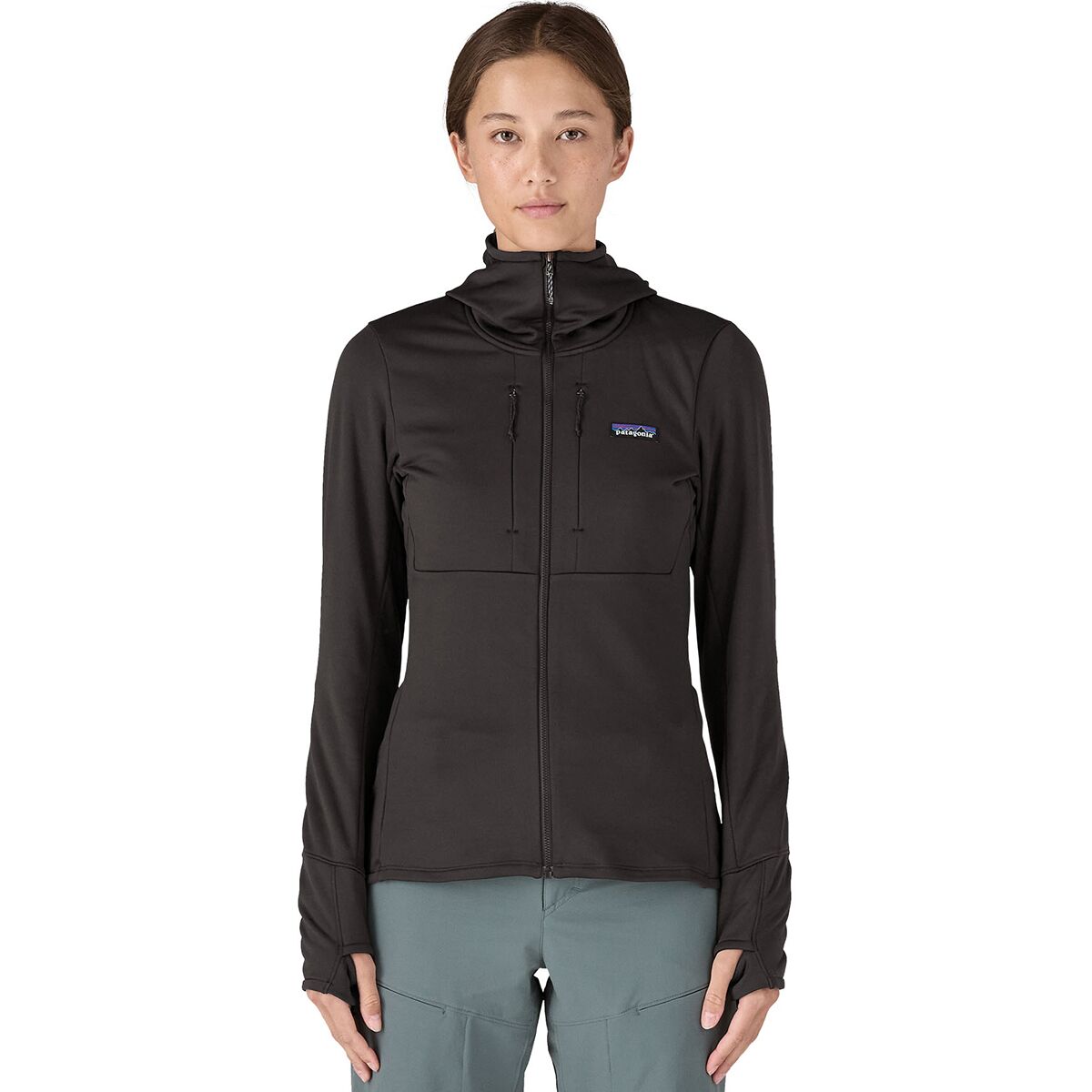 Image of Patagonia R1 Thermal Full-Zip Hoodie - Women's Black, M