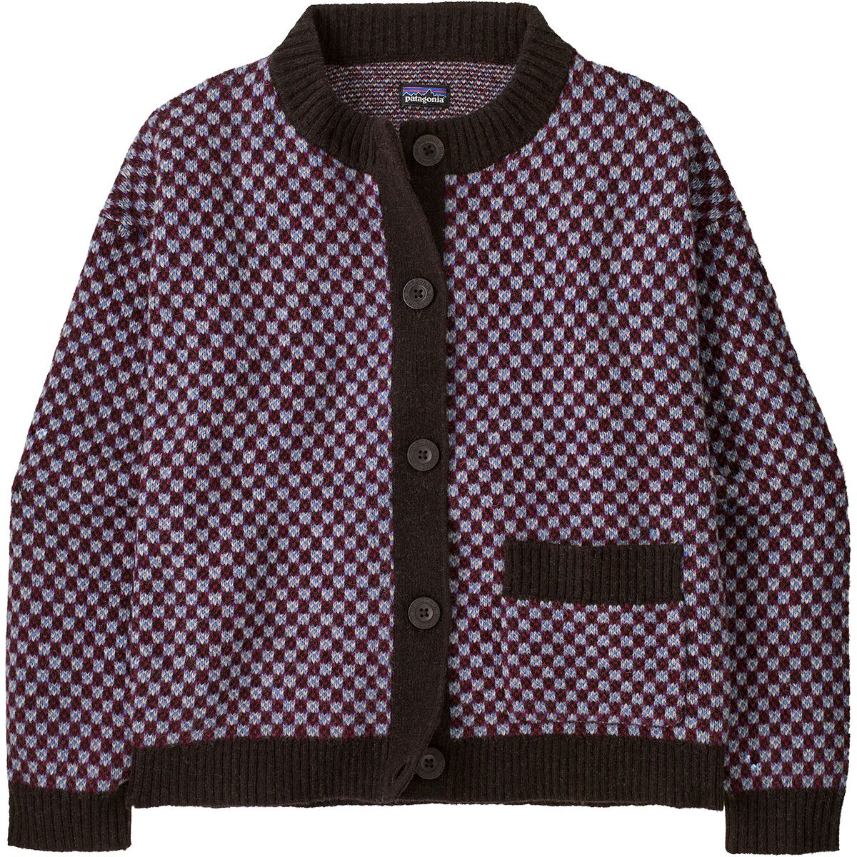 Image of Patagonia Recycled Wool Sweater Jacket - Women's Checkered/Diver Blue, XS