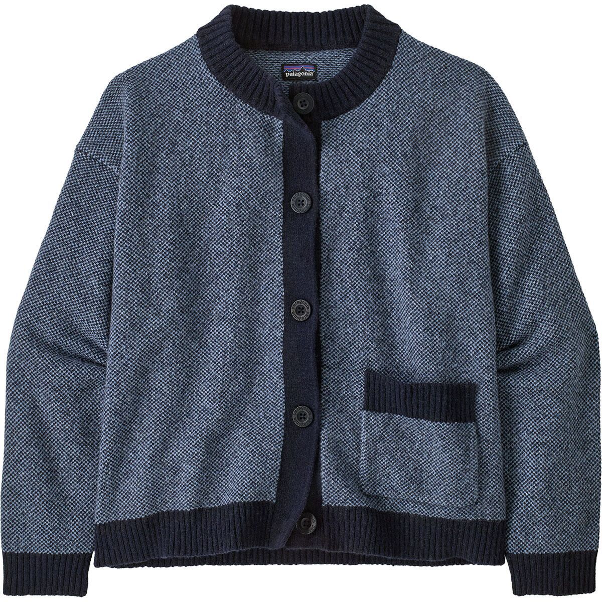 Image of Patagonia Recycled Wool Sweater Jacket - Women's Checkmate: Sunken Blue, S