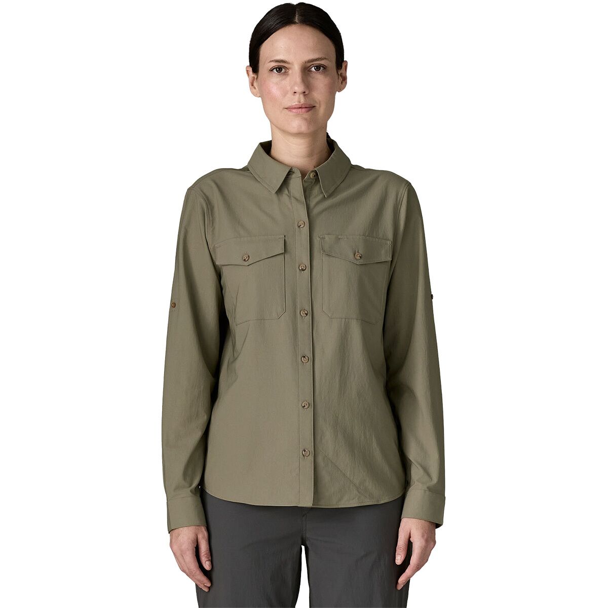 Image of Patagonia Self Guided Long-Sleeve Sun Shirt - Women's River Rock Green, XS