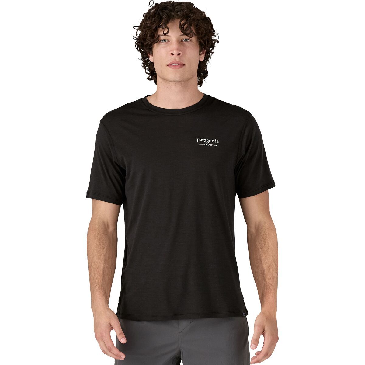 Image of Patagonia Cap Cool Merino Blend Graphic Shirt - Men's Heritage Header: Black, L