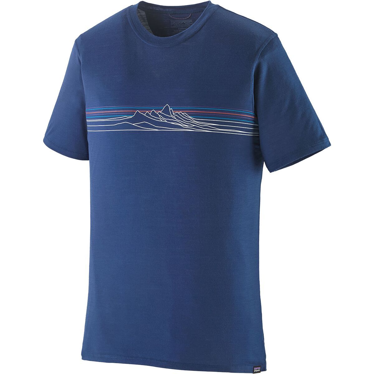 Image of Patagonia Cap Cool Merino Blend Graphic Shirt - Men's Strata Stripe: Clement Blue, S