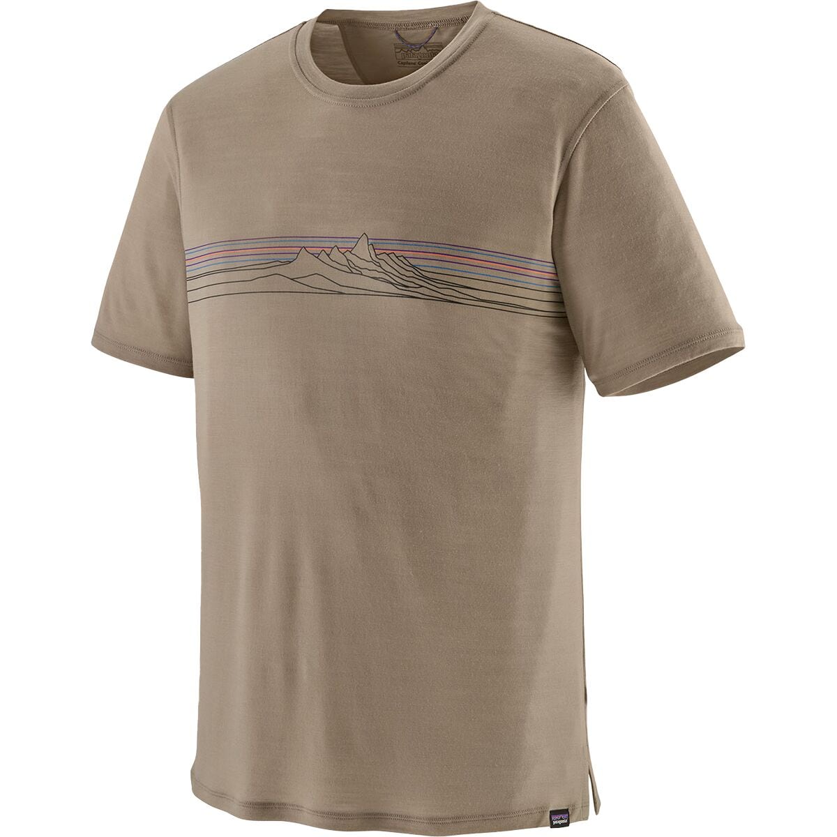 Image of Patagonia Cap Cool Merino Blend Graphic Shirt - Men's Strata Stripe: Seabird Grey, L