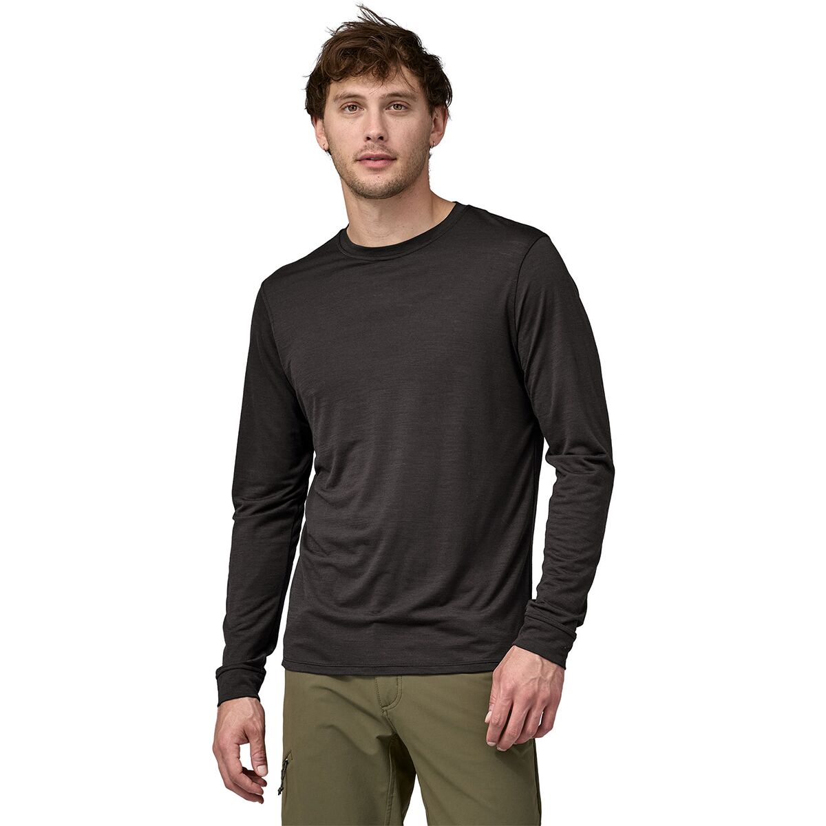 Image of Patagonia Capilene Cool Merino Blend Long-Sleeve Shirt - Men's Black, XL