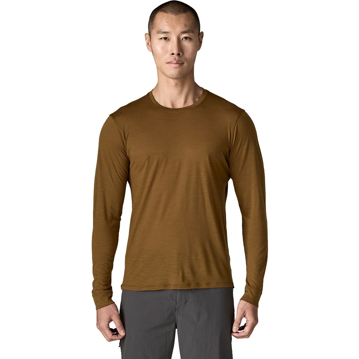 Image of Patagonia Capilene Cool Merino Blend Long-Sleeve Shirt - Men's Wolf Brown, L