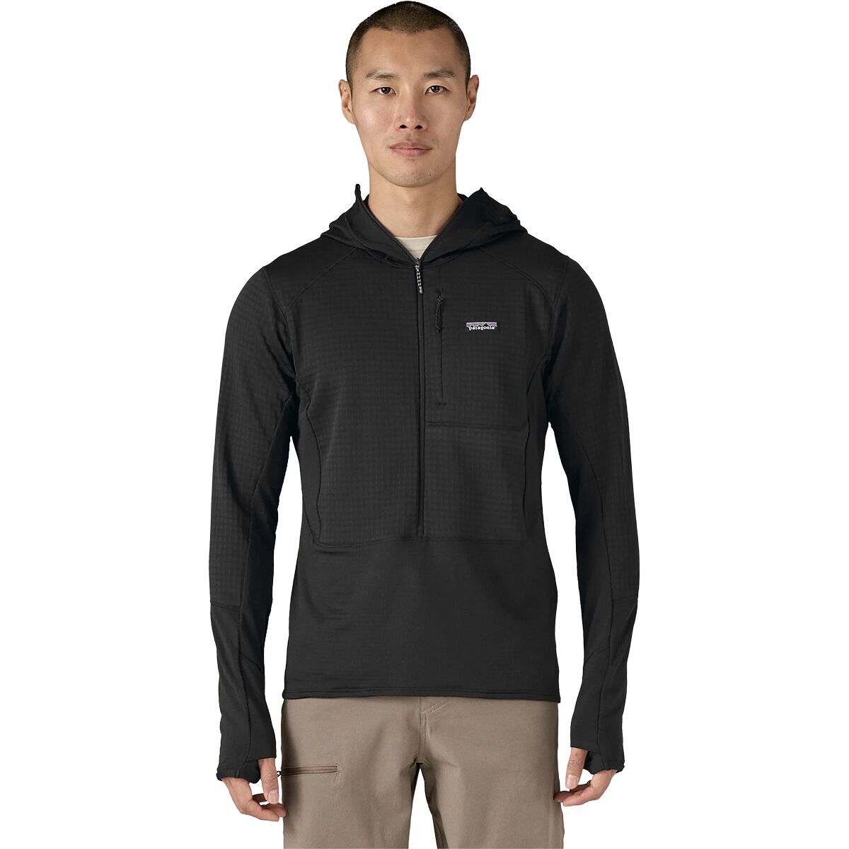 Image of Patagonia R1 Pullover Hooded Jacket - Men's Black, M