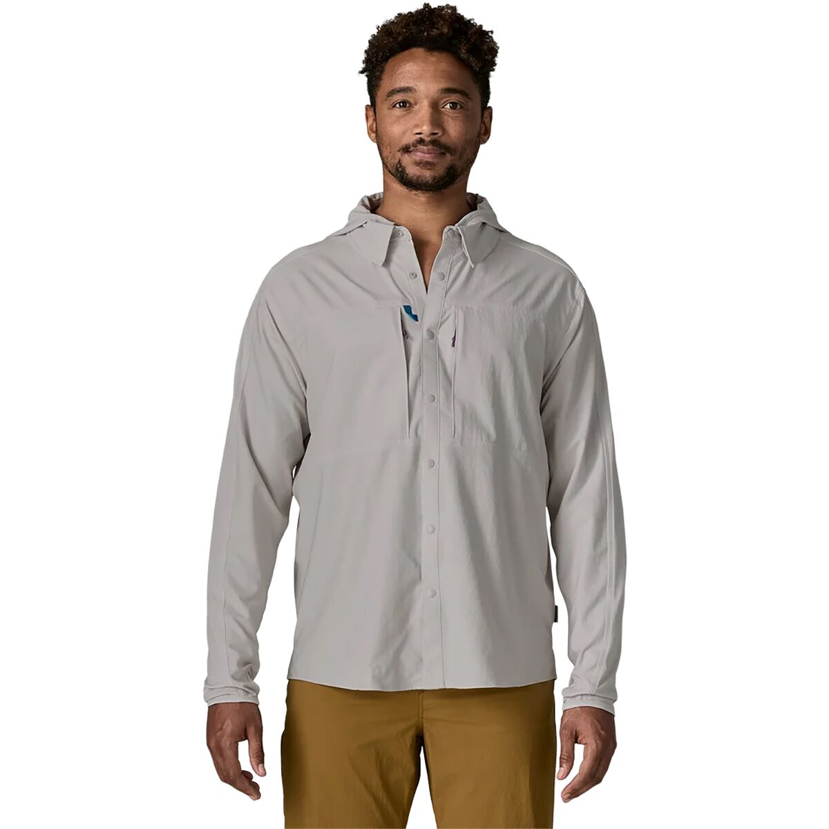 Image of Patagonia River Rambler Hybrid Sun Hoodie - Men's Crisp Grey, L