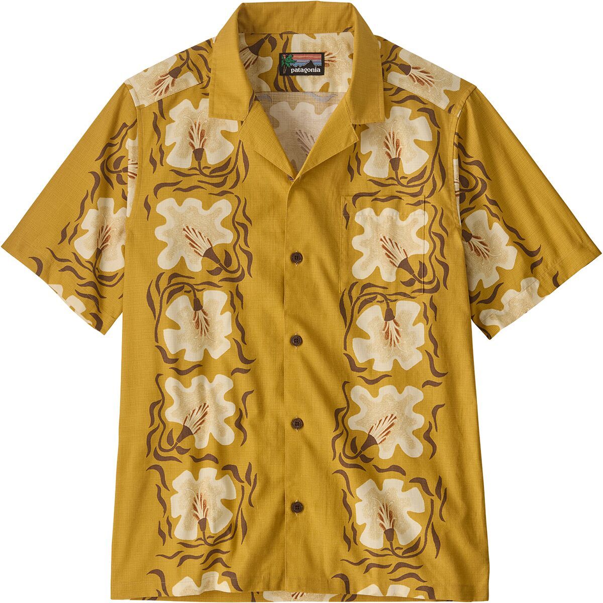 Image of Patagonia Tidal Threads Camp Shirt - Men's Future Flowers: Honey Gold, XL