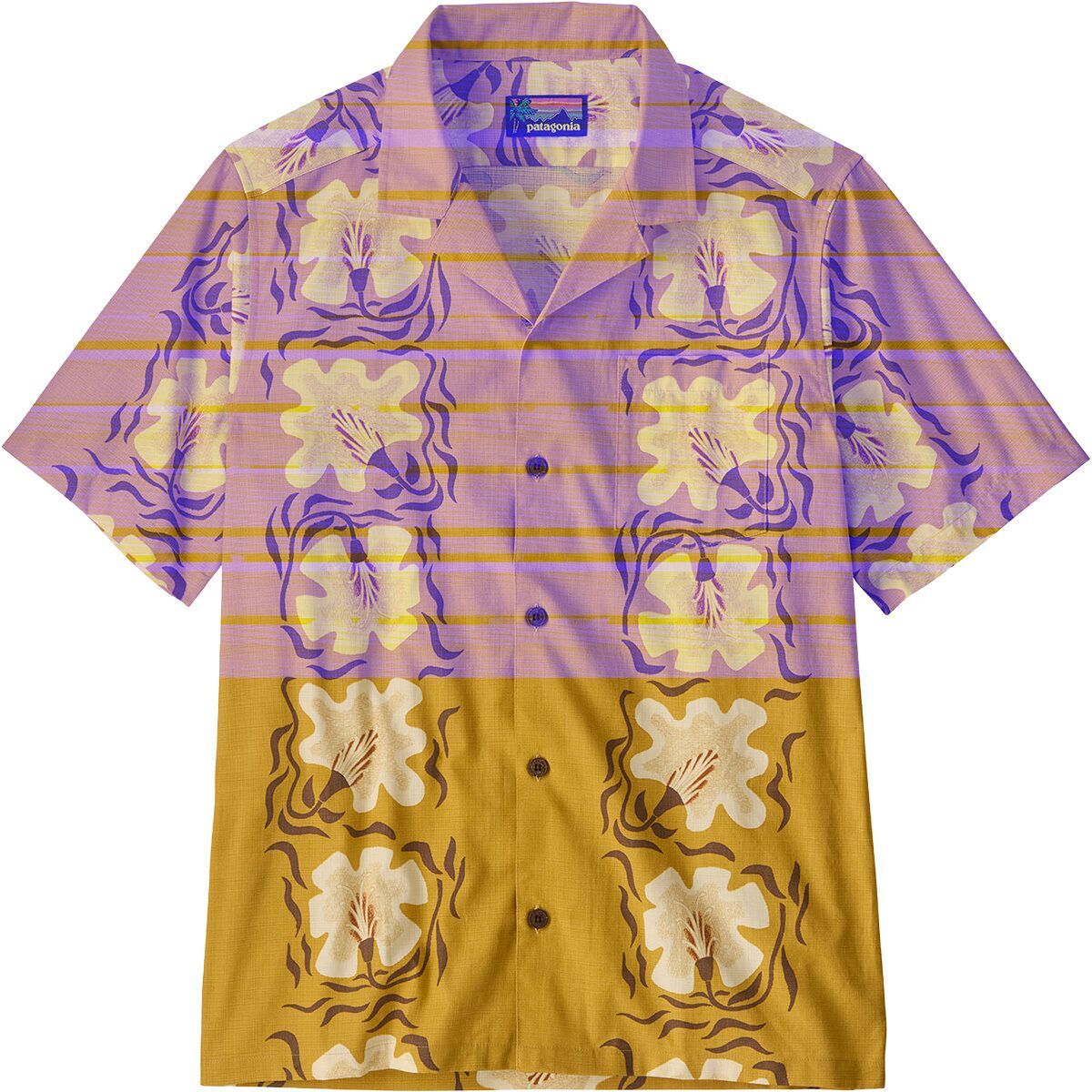 Image of Patagonia Tidal Threads Camp Shirt - Men's Future Flowers: Honey Gold, M